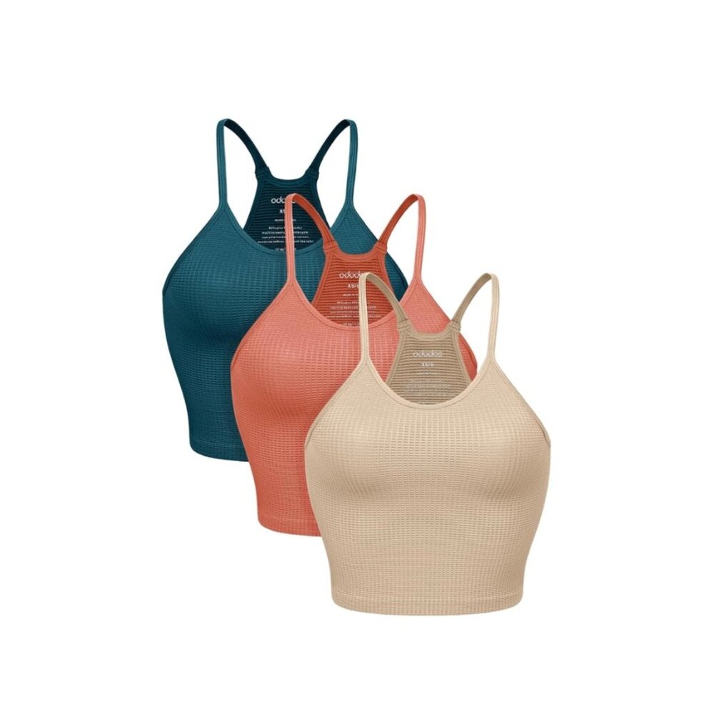 Ododos - 3 pack Women's Seamless Rib-Knit Camisole Crop Tank Tops XS/S - NWTs